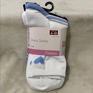 Fashion White and Blue Dress Socks - 4 Pair Set